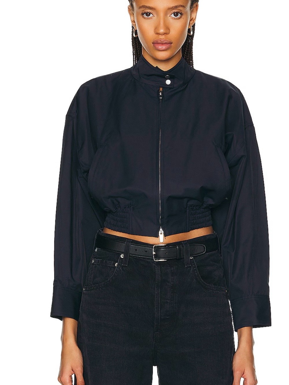 A.L.C. Cropped Black Bomber Jacket